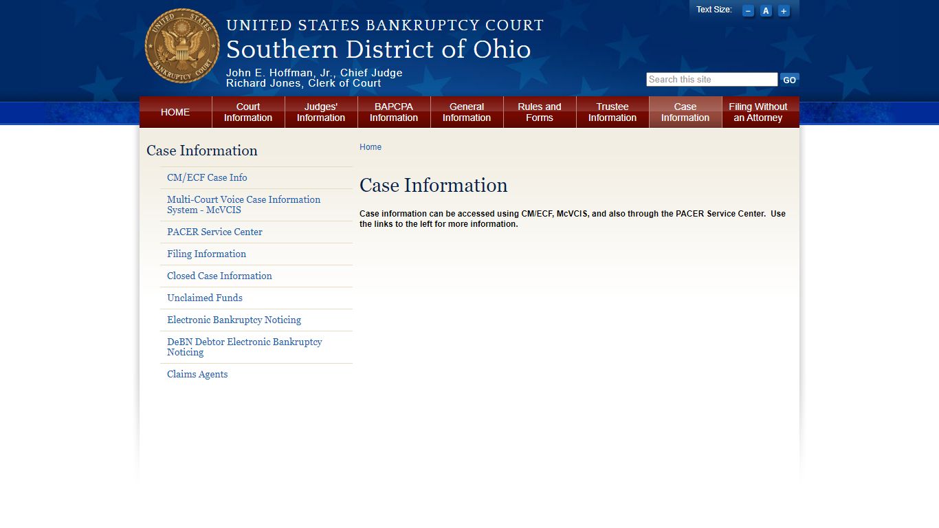 Case Information | Southern District of Ohio | United States Bankruptcy ...